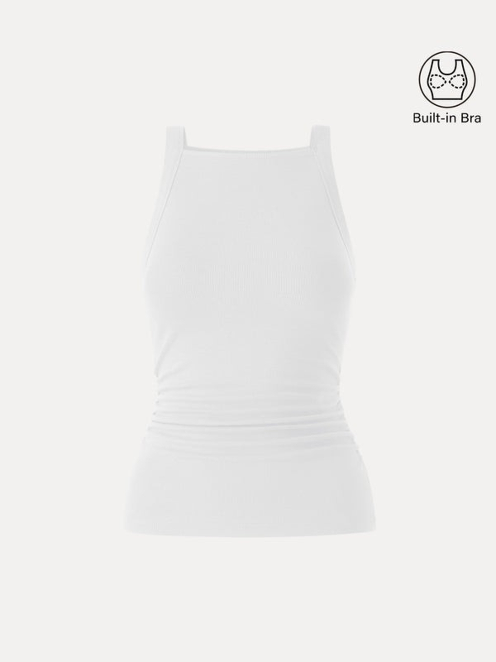 OGL Plantive Chic Square Neck Ruched Rib Bra Tank